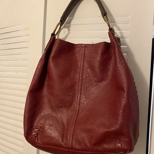 Lucky Brand hobo bag, deep red leather with brown